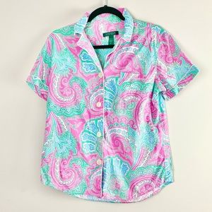 Lauren by Ralph Lauren Paisley Print PJ Shirt/Top